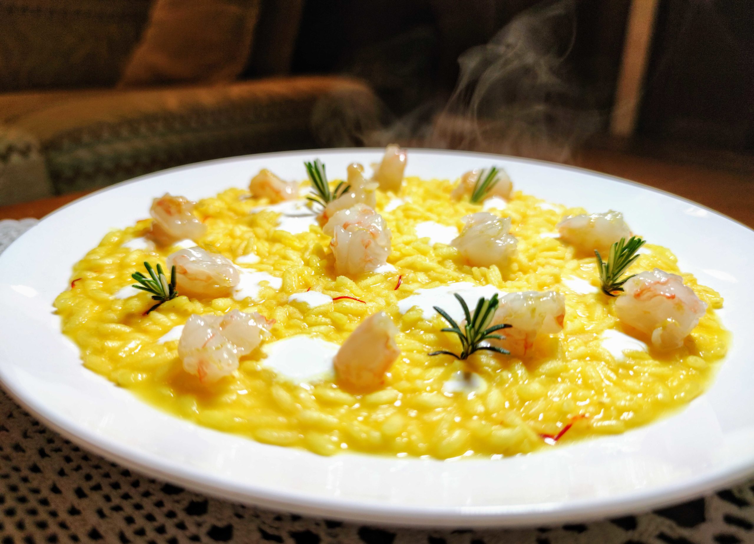 Risotto allo Zafferano, stracciatella e tartare di Violetto di